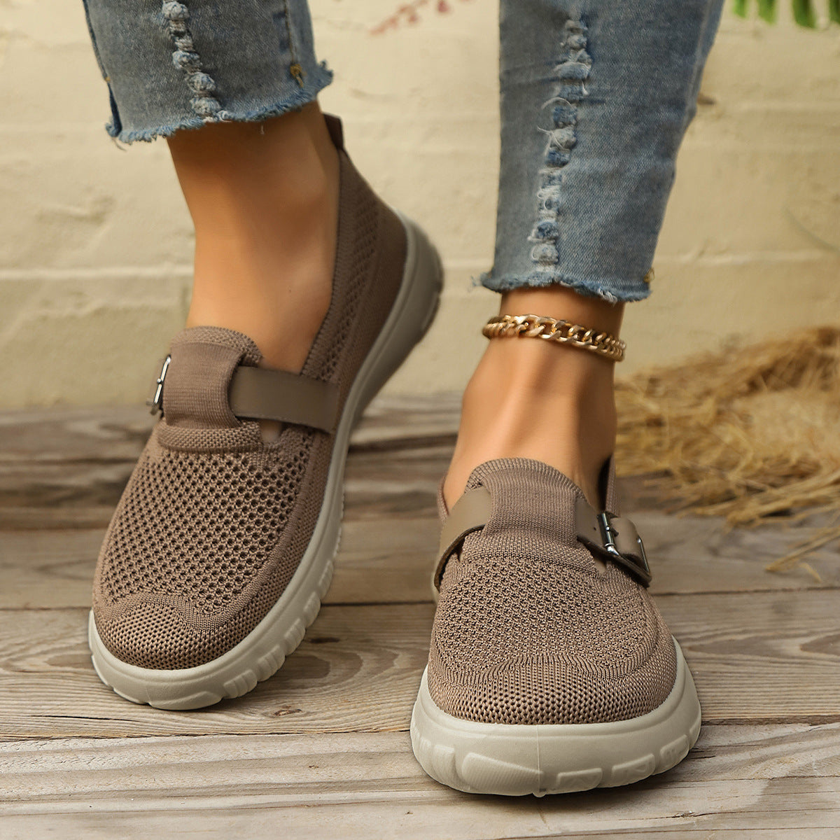 Women’s Breathable Slip-On Sneakers – Comfortable Soft Sole Walking Shoes
