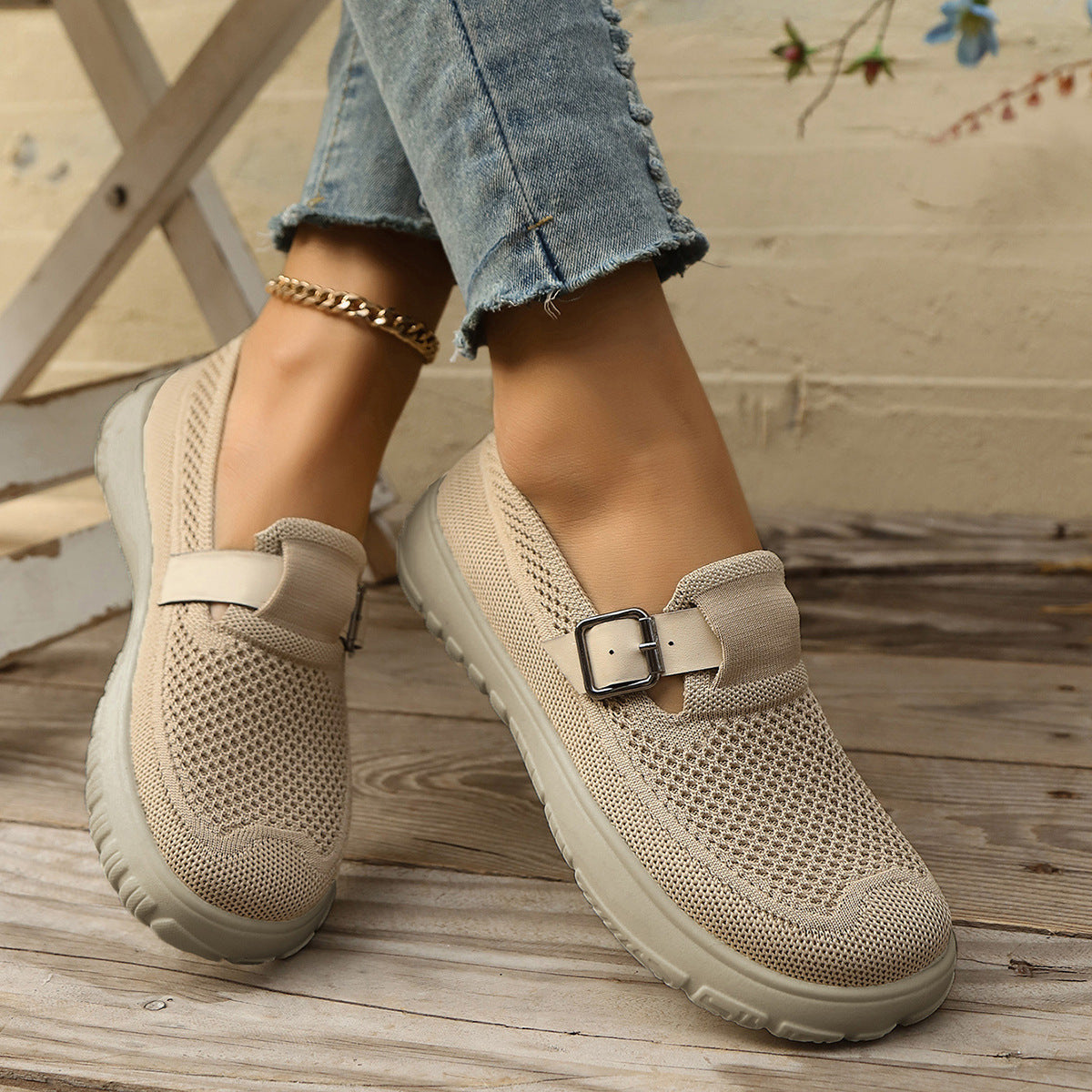 Women’s Breathable Slip-On Sneakers – Comfortable Soft Sole Walking Shoes