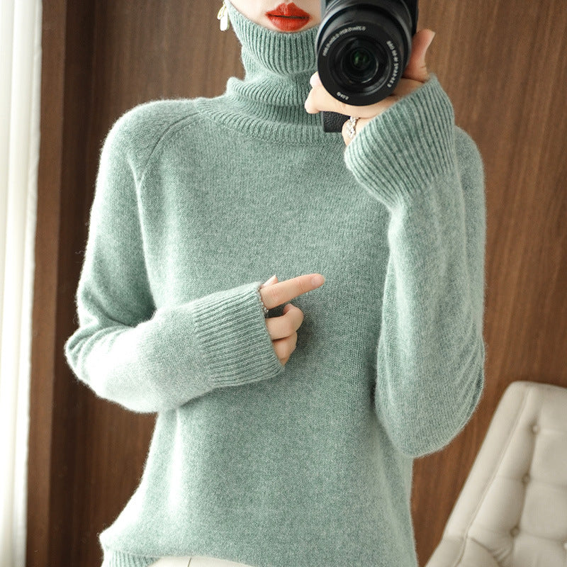 Women’s Slim Fit High Collar Sweater – Long-Sleeved Knitted Winter Top