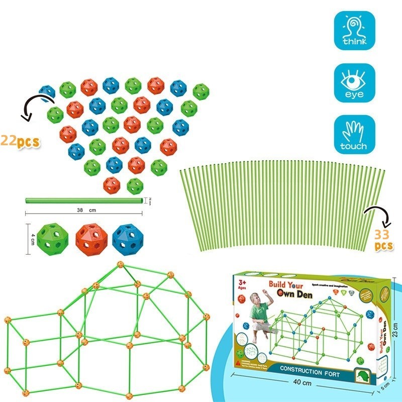 DIY Kids Fort Building Kit – Creative Tent Construction Blocks for Indoor Play