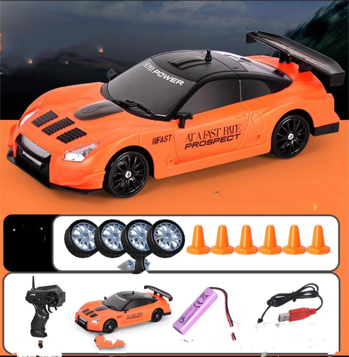 2.4G 4WD Drift RC Car – Remote Control Racing Car with LED Lights & Extra Tires for Kids