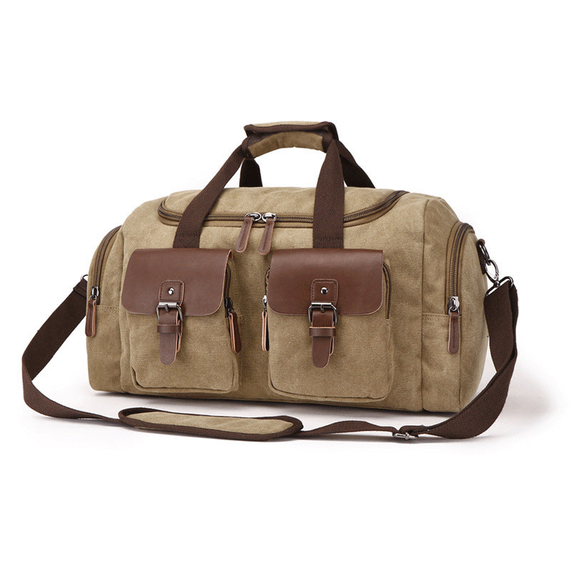 European American Style Canvas Travel Bag β Portable Duffel & Shoulder Bag