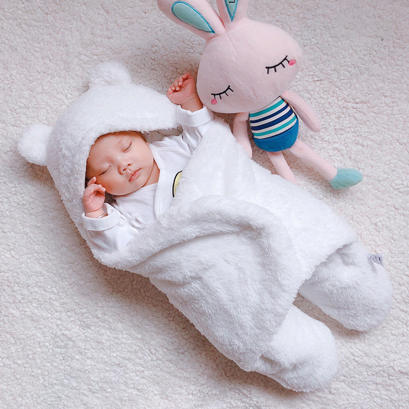 Baby Sleeping Bag Envelope – Winter Swaddle Blanket with Bear Design for Newborns