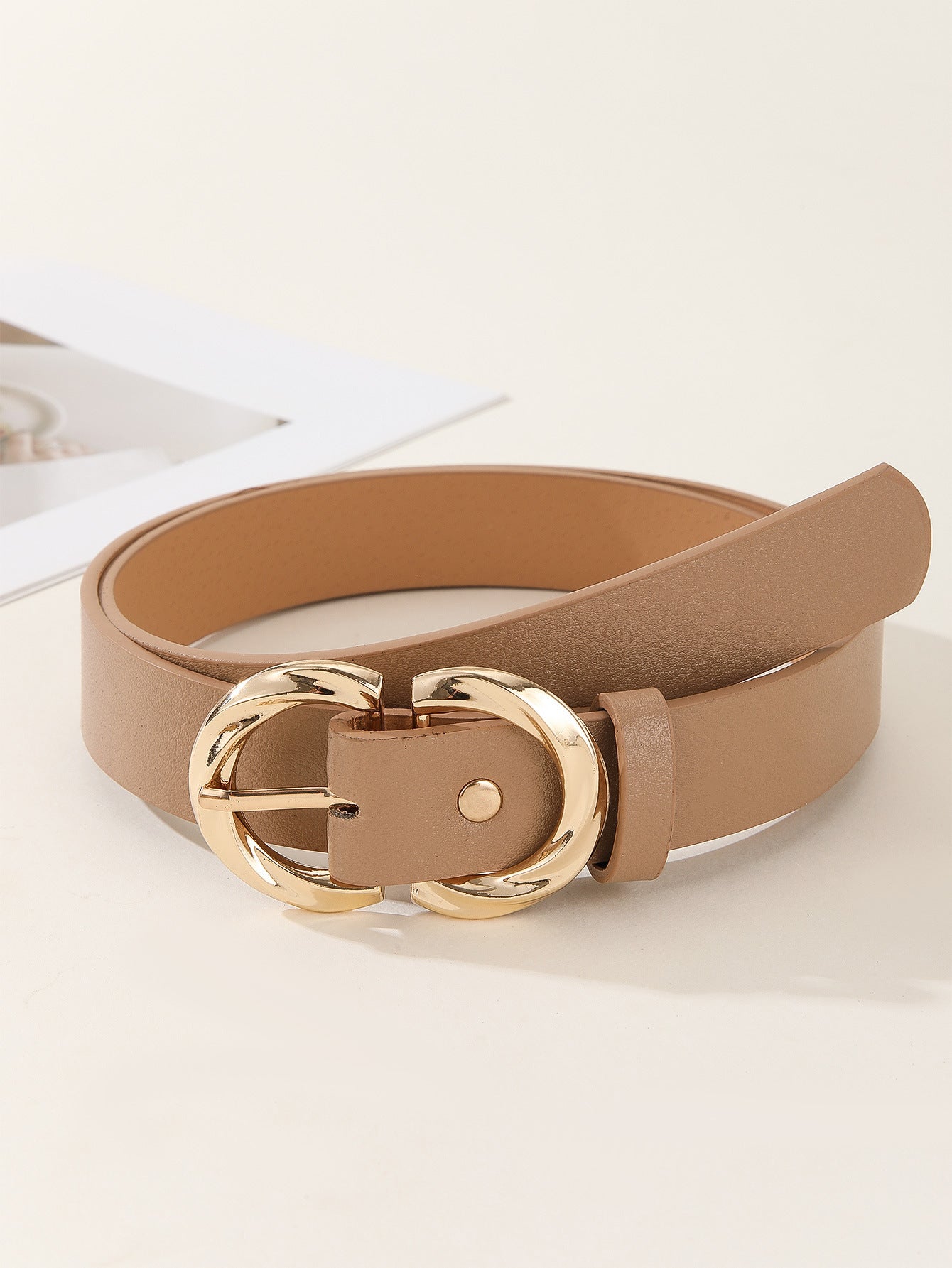 Women’s Leather Belt with Gold Buckle – Stylish Casual & Dress Accessory