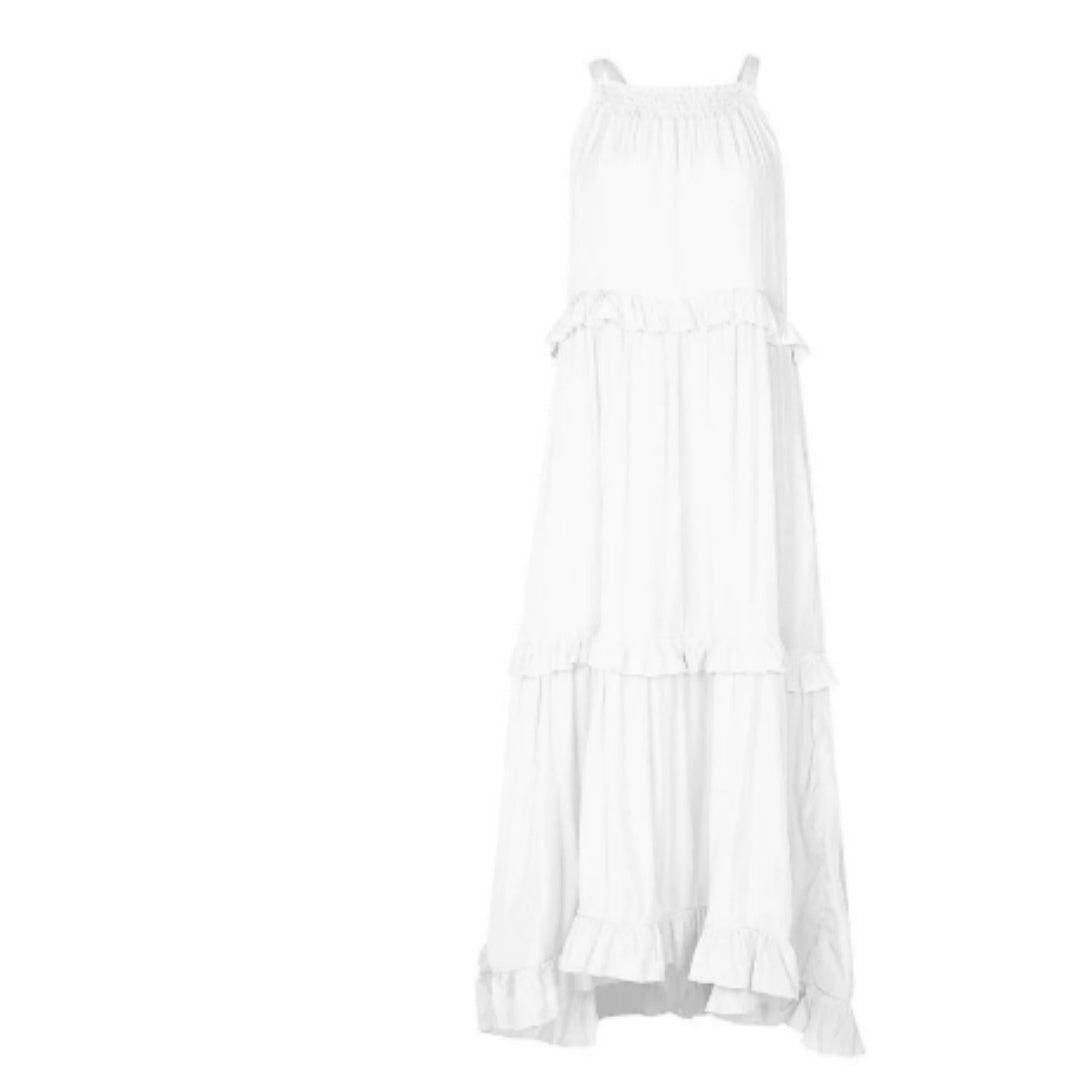 Summer Halter Neck Maxi Dress – Backless Beach Ruffle Dress for Women