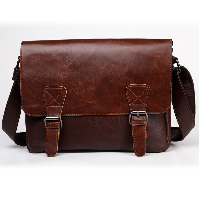 Men’s Vintage Leather Satchel – One-Shoulder Messenger Crossbody Bag