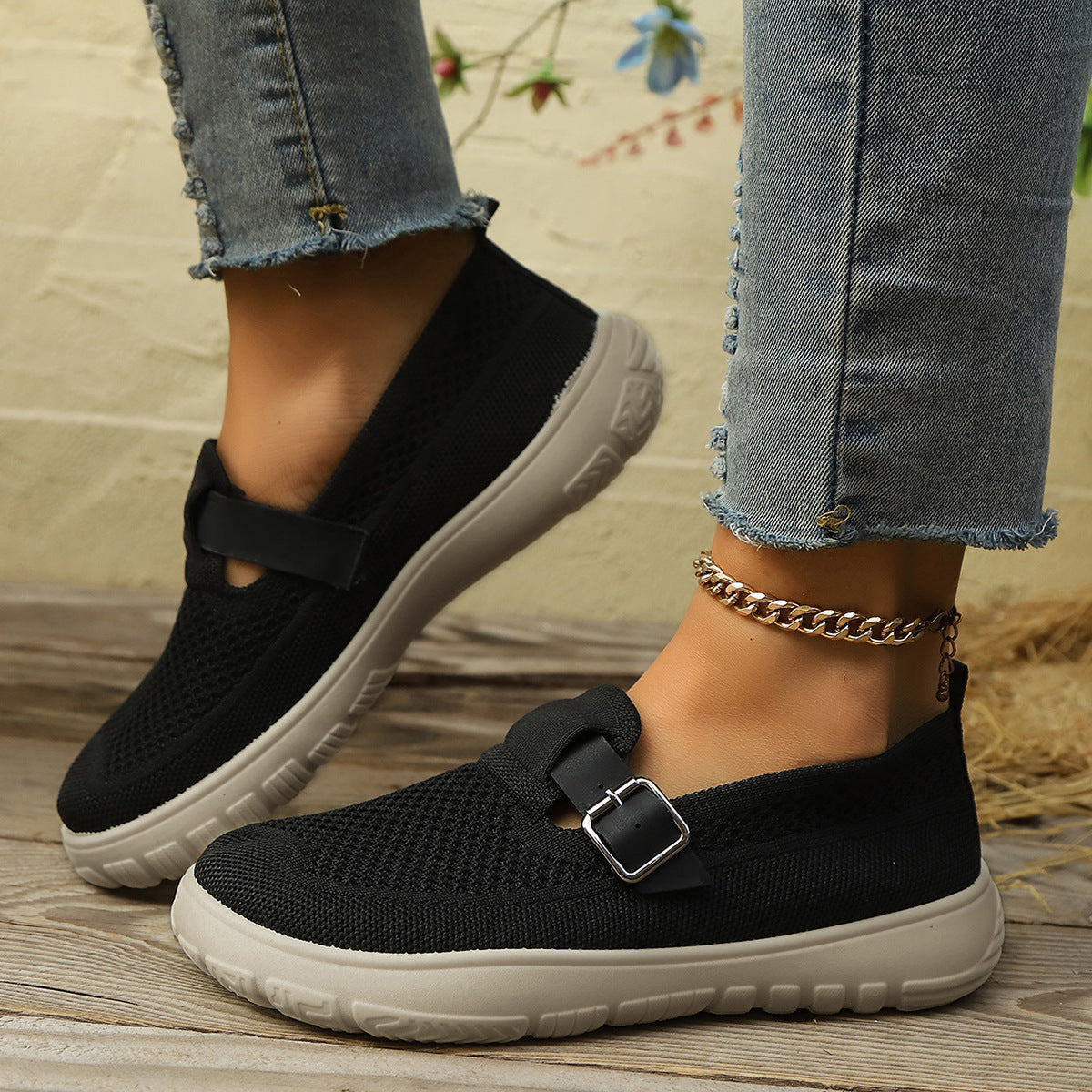 Women’s Breathable Slip-On Sneakers – Comfortable Soft Sole Walking Shoes