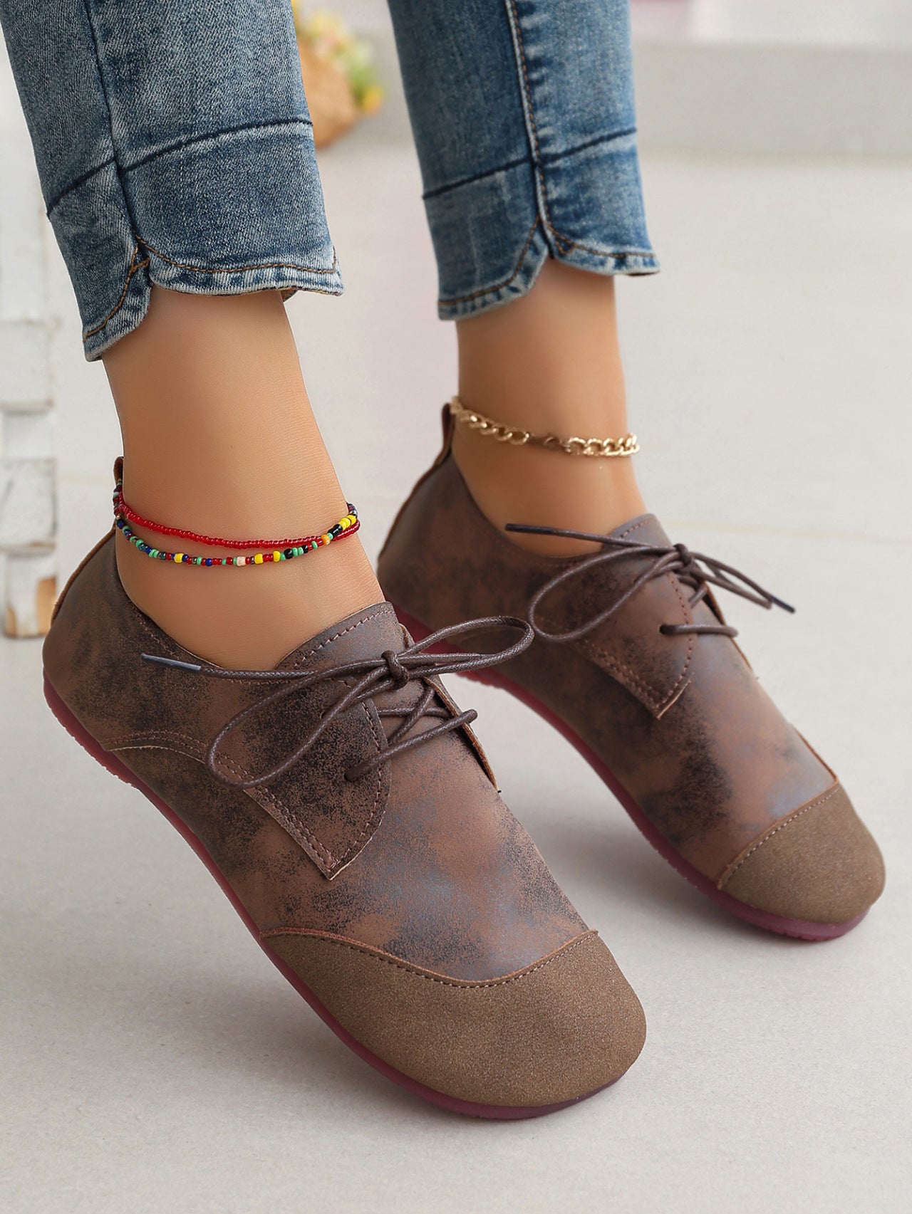 Women’s Retro Soft Leather Loafers – Flat Casual Slip-On Shoes