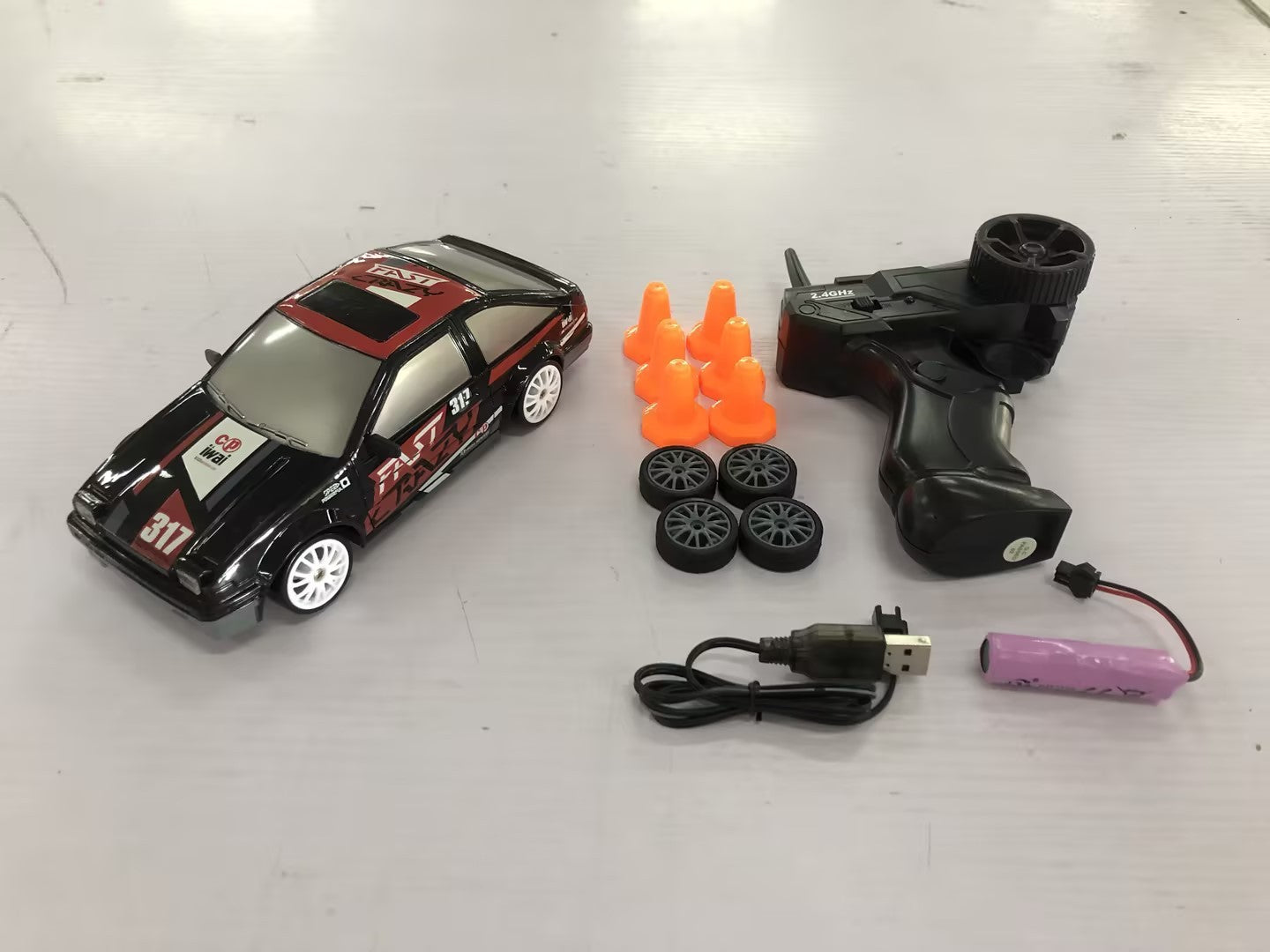 2.4G 4WD Drift RC Car – Remote Control Racing Car with LED Lights & Extra Tires for Kids