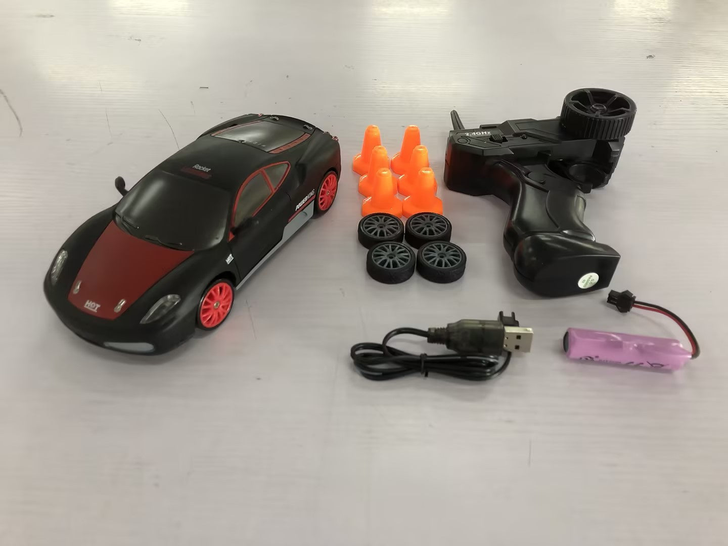 2.4G 4WD Drift RC Car – Remote Control Racing Car with LED Lights & Extra Tires for Kids