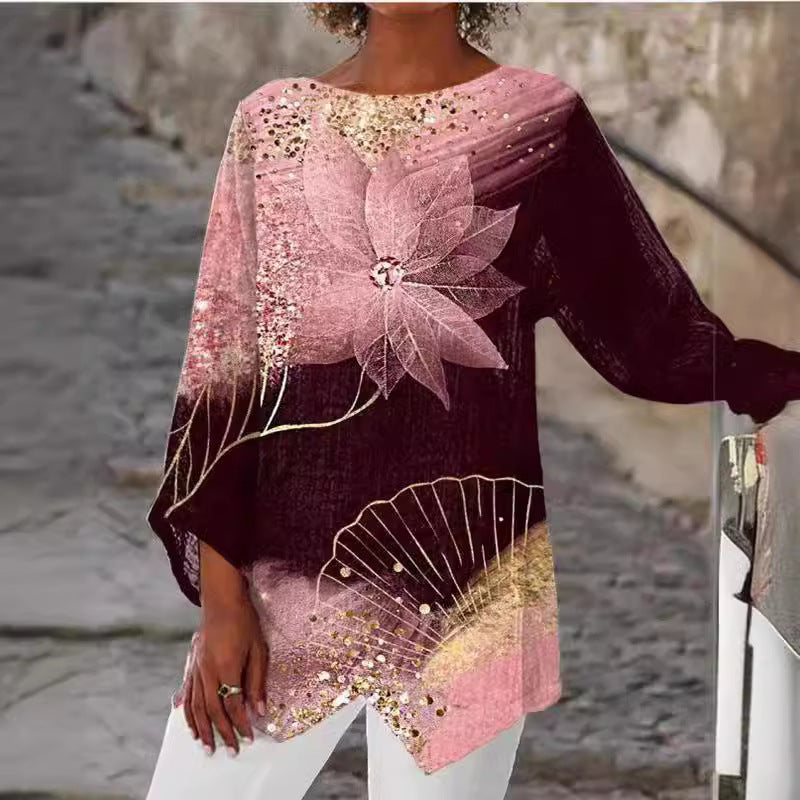 Butterfly Flying Digital Printing Women's Long-sleeved Top