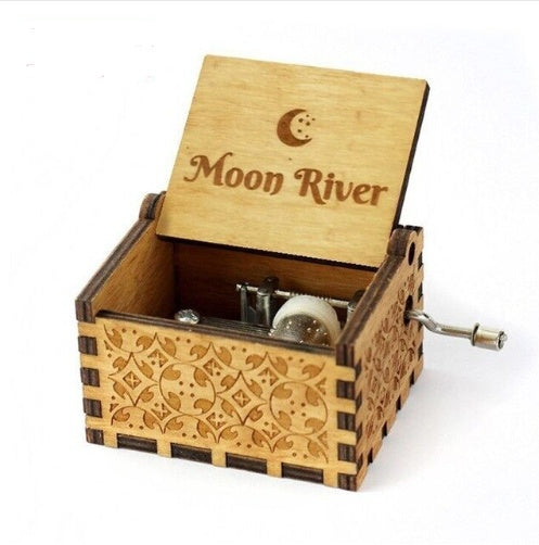 Wooden Hand-Crank Music Box – Engraved Vintage Gift for Kids & Adults