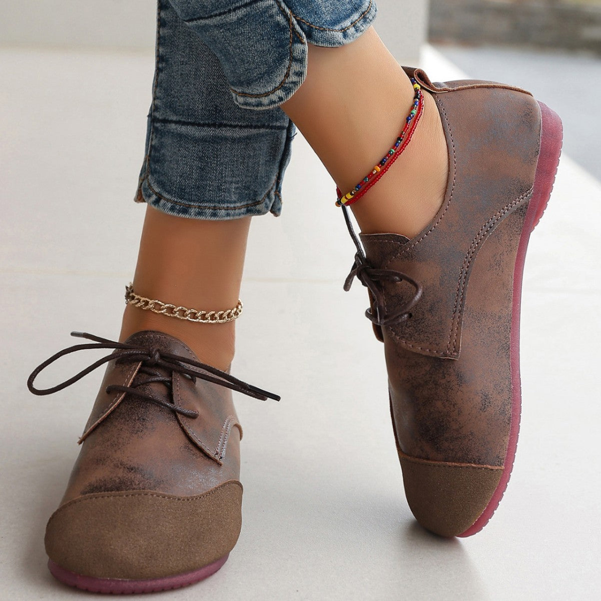 Women’s Retro Soft Leather Loafers – Flat Casual Slip-On Shoes