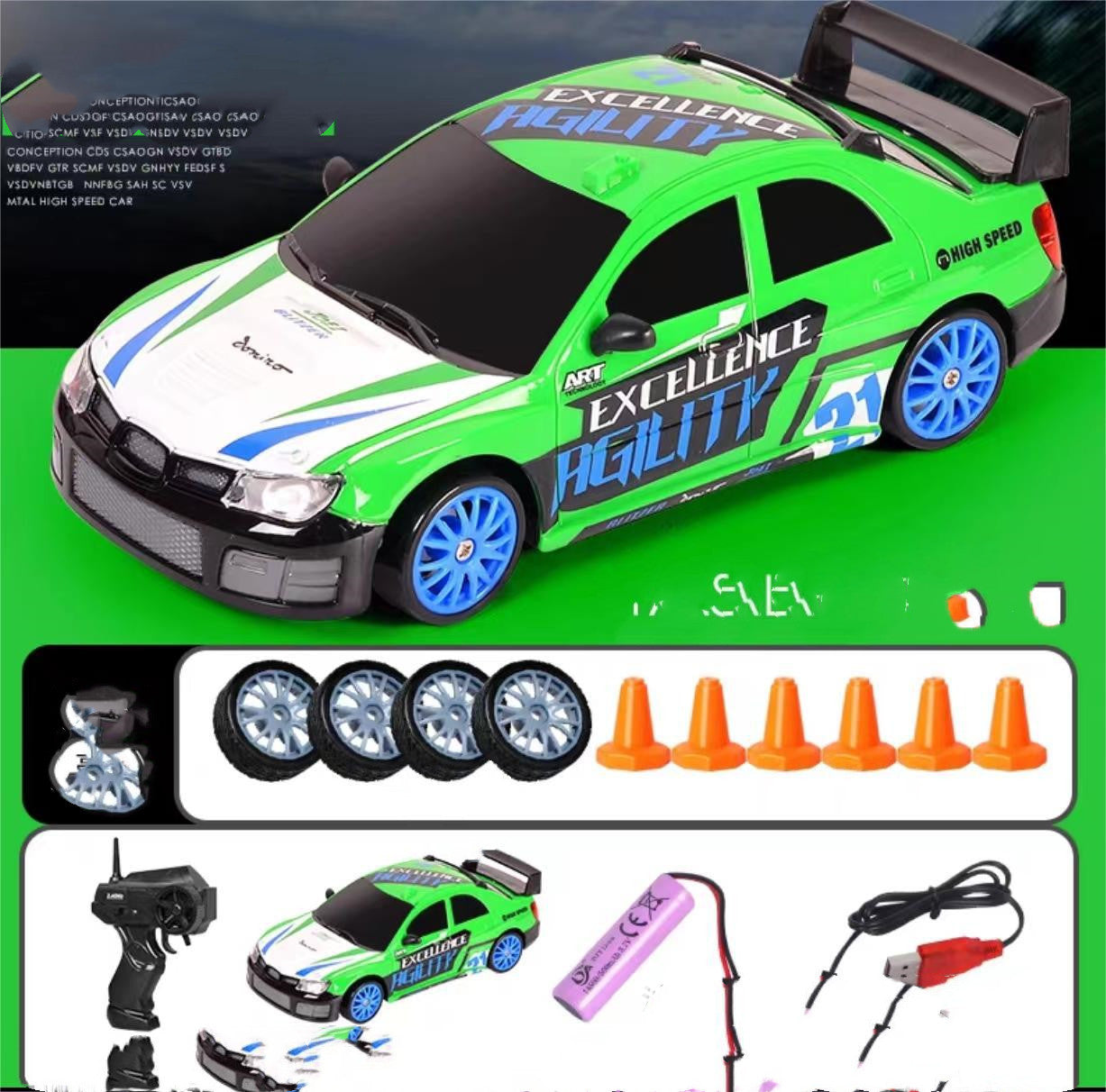 2.4G 4WD Drift RC Car – Remote Control Racing Car with LED Lights & Extra Tires for Kids