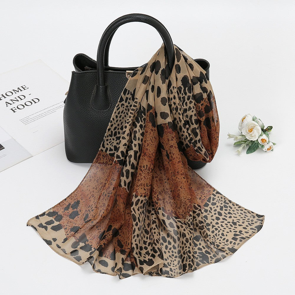 Elegant Chiffon Printed Silk Scarf – Lightweight Lotus Pond Moonlight Wrap for Women