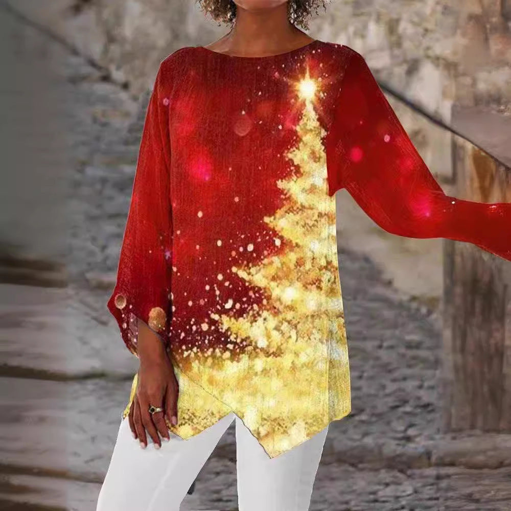 Butterfly Flying Digital Printing Women's Long-sleeved Top