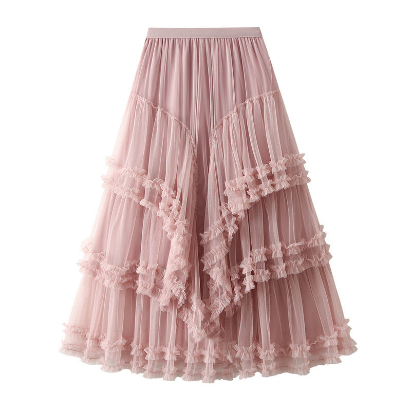 Women’s Slimming Multi-layer High-Grade Gauze Skirt – Elegant Layered Long Skirt