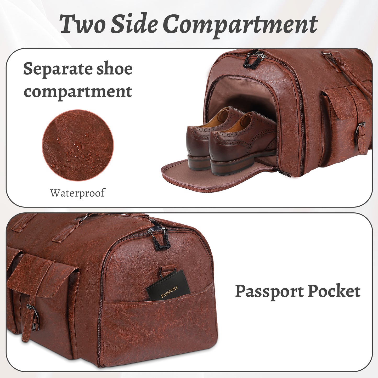 Large Capacity Men’s Leather Travel Bag – Suitcase Duffel & Storage Bag