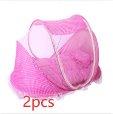 Foldable Baby Bed with Pillow & Mosquito Net – Portable Newborn Sleeping Set