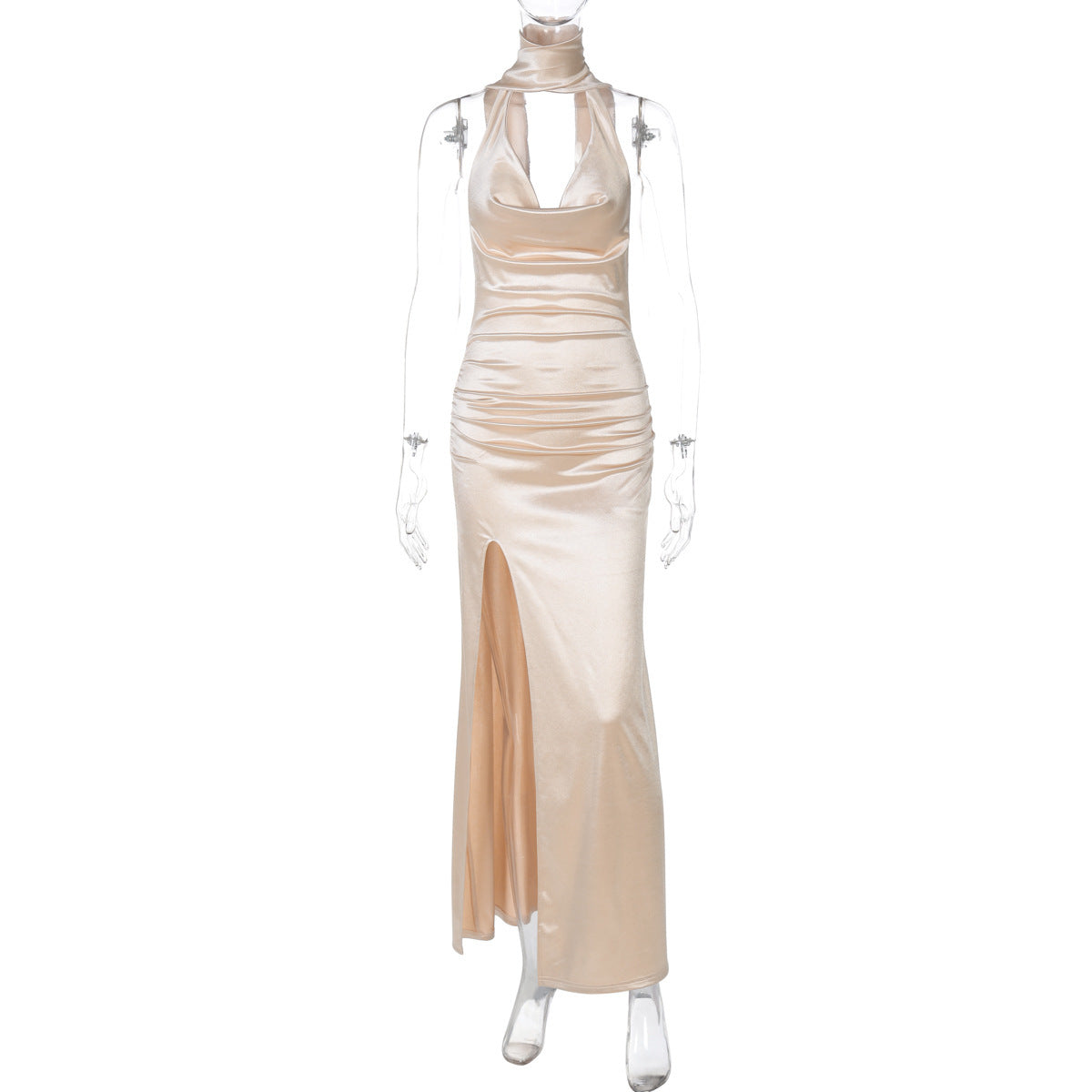 Women’s Deep V Halter Backless Dress – Sexy Evening Party Gown