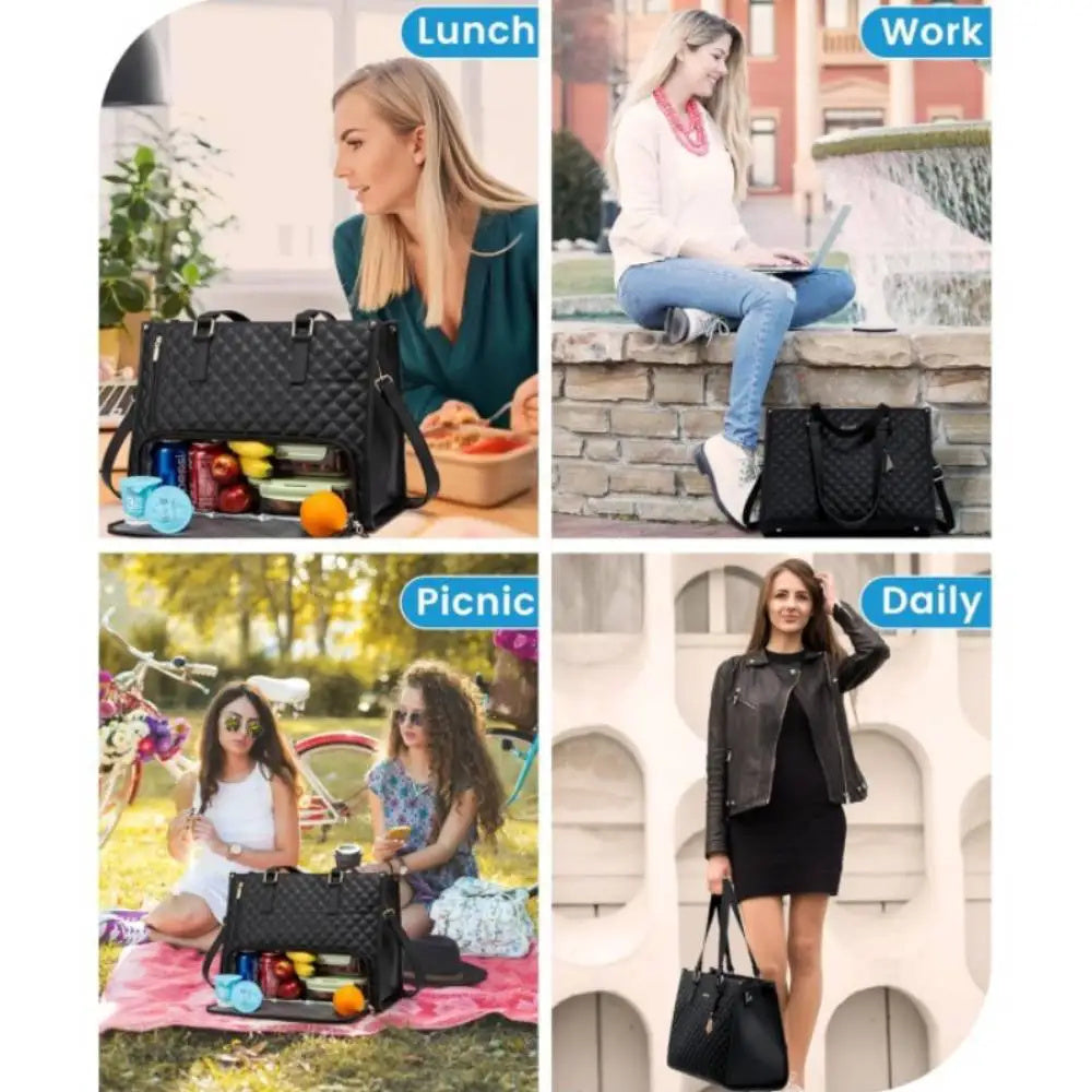 Women’s Insulated Tote Bag – Fashion Lunch Bag & Laptop Handbag