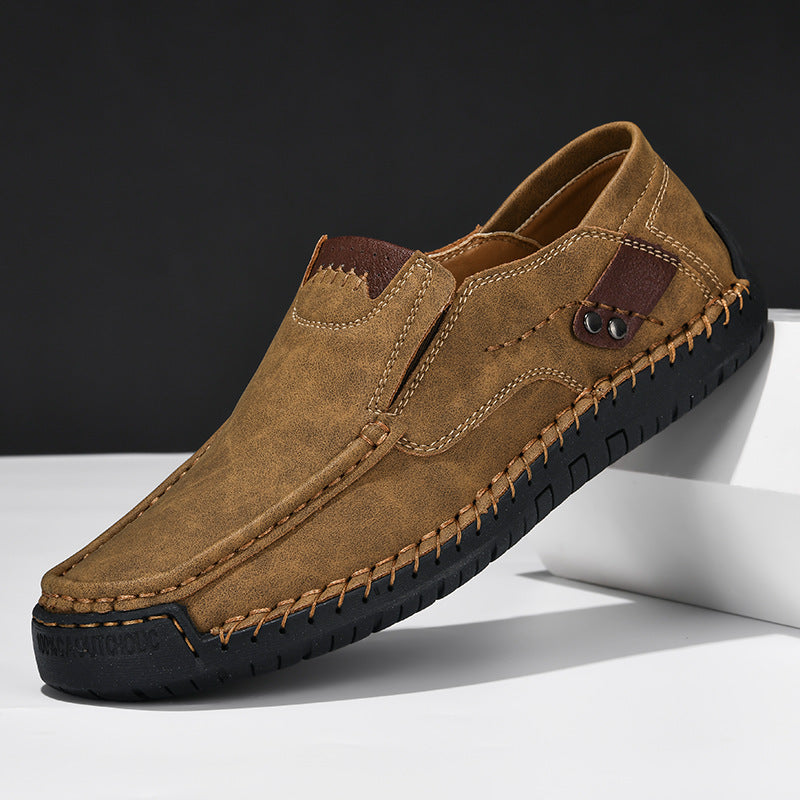 Men’s Handmade Leather Loafers – Outdoor Casual Slip-On Shoes