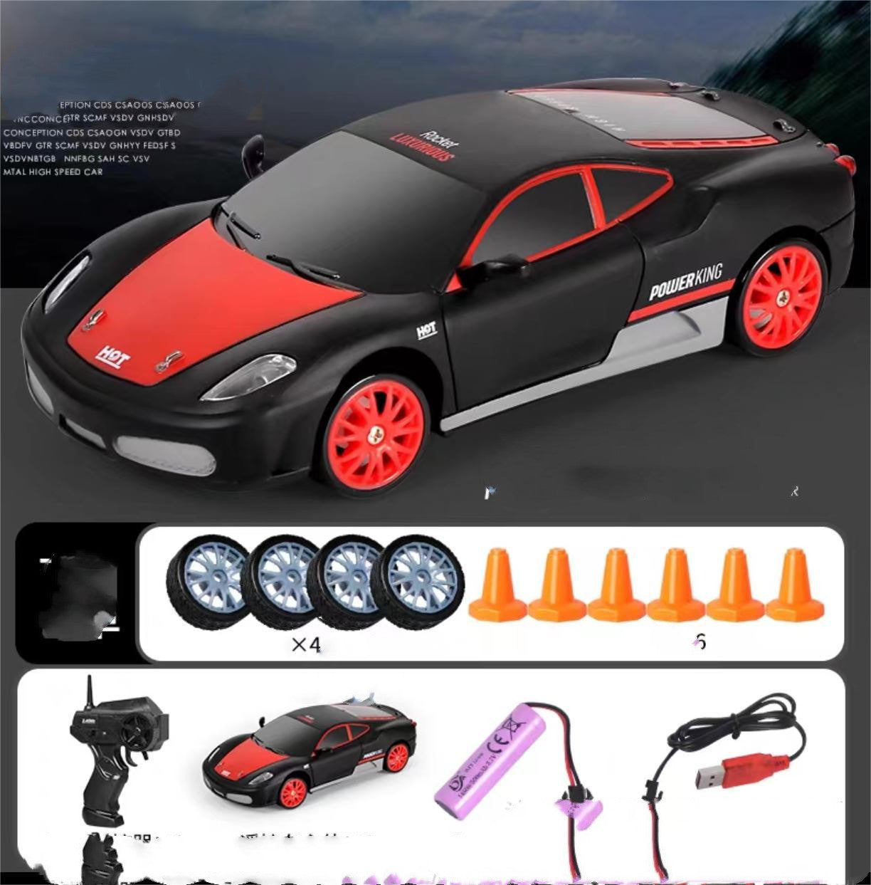 2.4G 4WD Drift RC Car – Remote Control Racing Car with LED Lights & Extra Tires for Kids