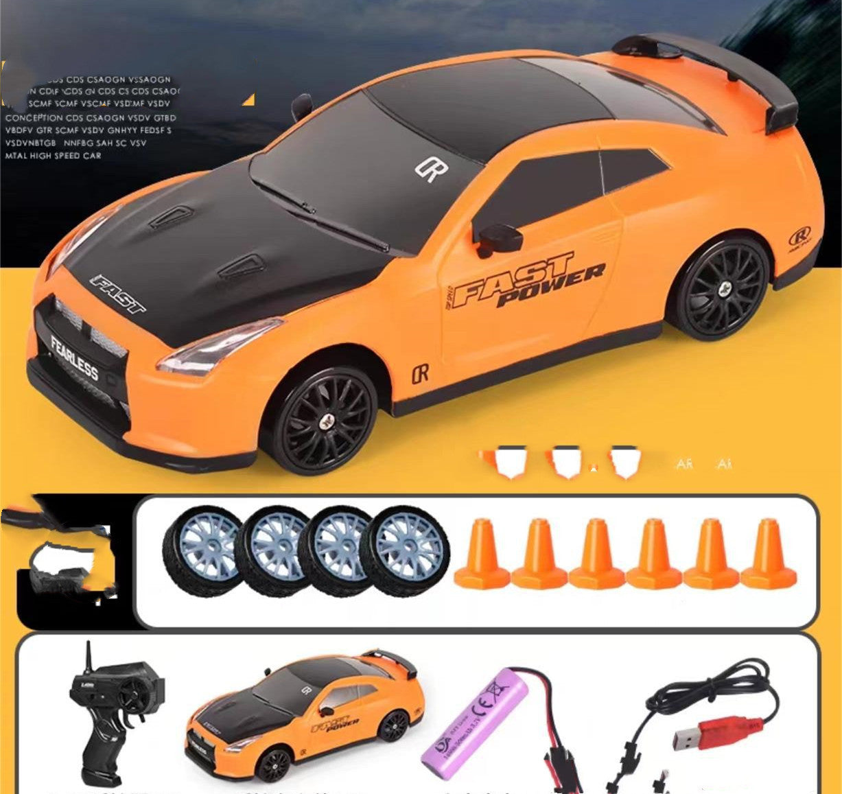 2.4G 4WD Drift RC Car – Remote Control Racing Car with LED Lights & Extra Tires for Kids