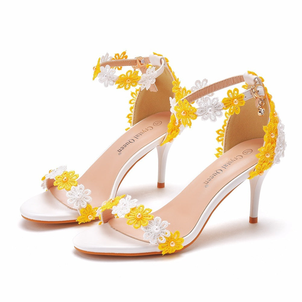 Women’s Beaded Summer Sandals – Elegant Stiletto High Heels