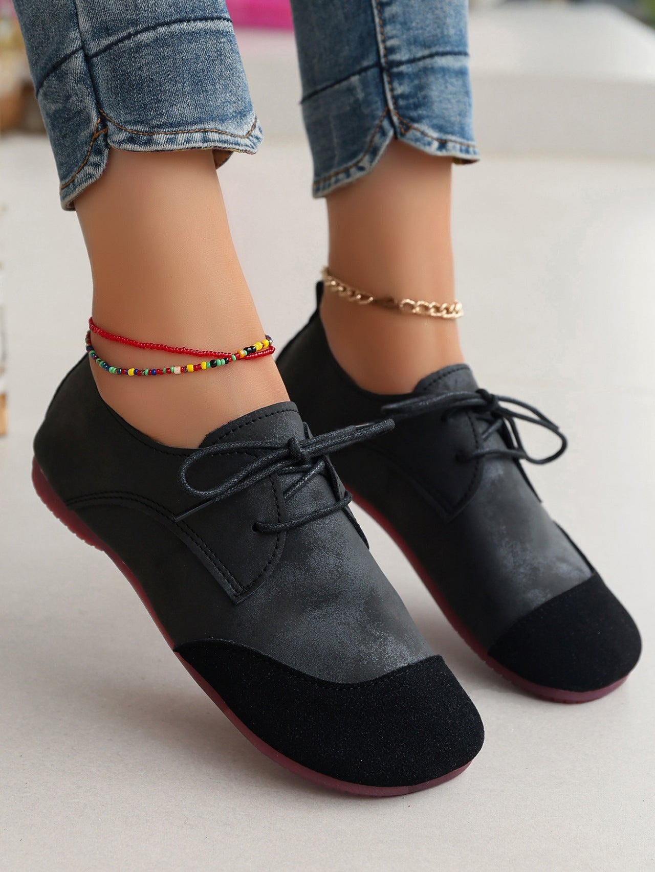 Women’s Retro Soft Leather Loafers – Flat Casual Slip-On Shoes