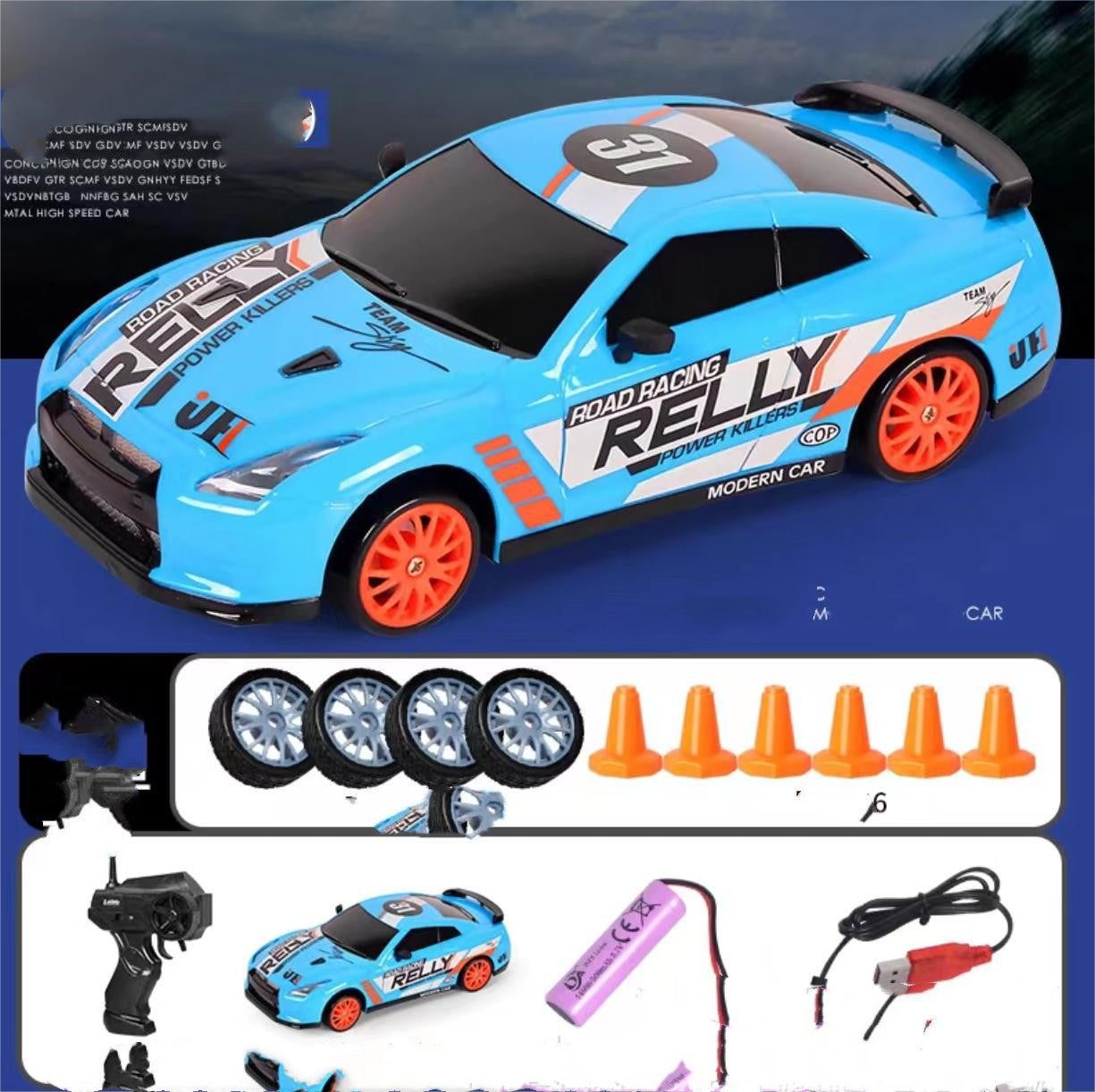 2.4G 4WD Drift RC Car – Remote Control Racing Car with LED Lights & Extra Tires for Kids