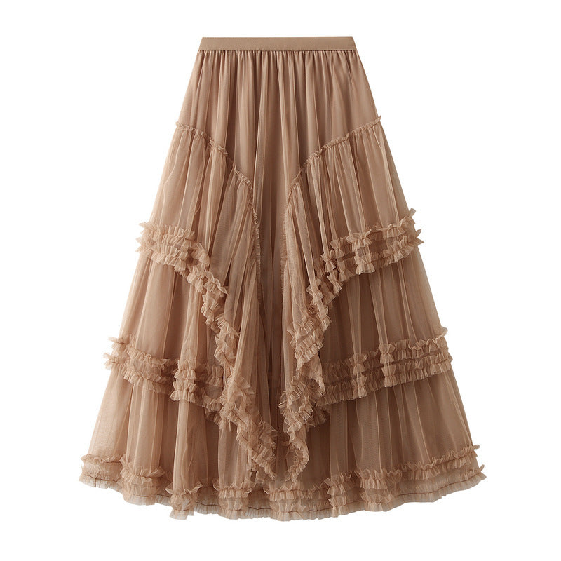 Women’s Slimming Multi-layer High-Grade Gauze Skirt – Elegant Layered Long Skirt