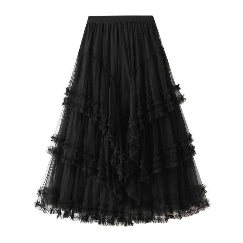 Women’s Slimming Multi-layer High-Grade Gauze Skirt – Elegant Layered Long Skirt