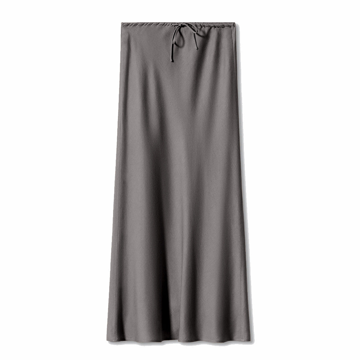 Women’s High Waist Satin Maxi Skirt – Elegant Drawstring Slip Skirt