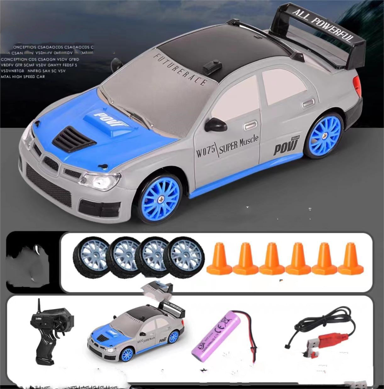 2.4G 4WD Drift RC Car – Remote Control Racing Car with LED Lights & Extra Tires for Kids