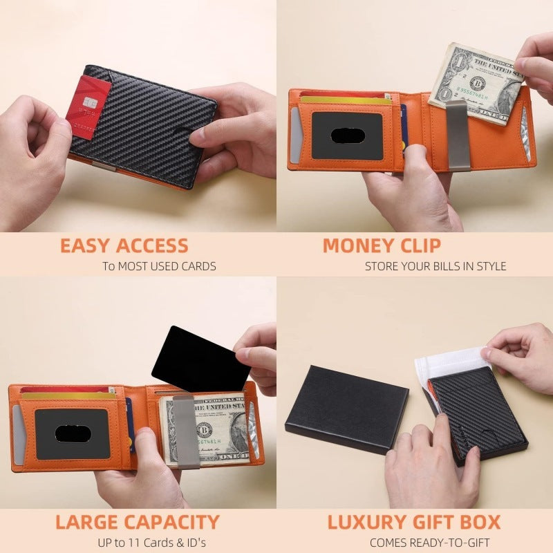 Men’s RFID Blocking Ultra-Thin Flip Two-Fold Wallet – Minimalist Slim Card Holder
