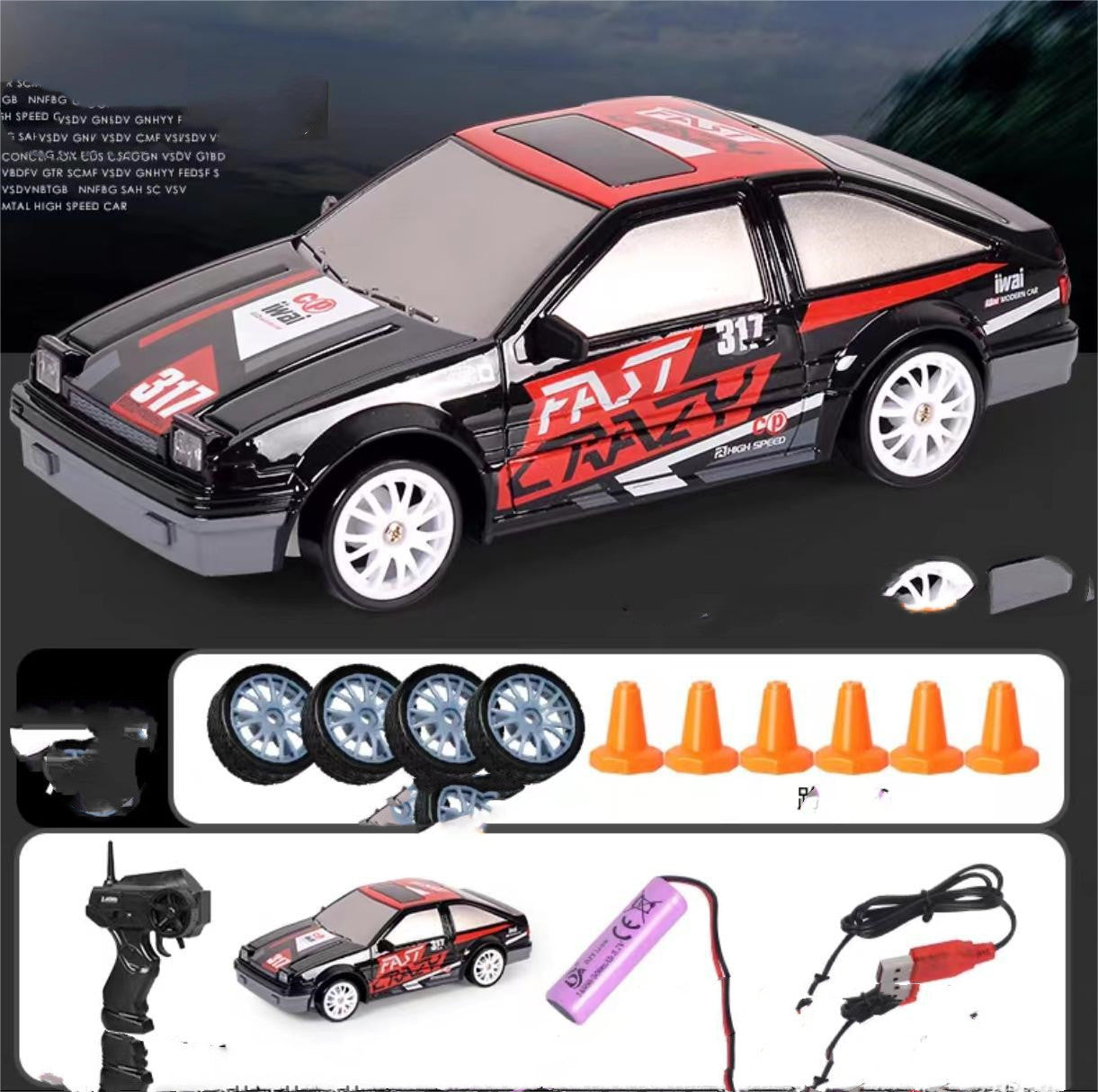 2.4G 4WD Drift RC Car – Remote Control Racing Car with LED Lights & Extra Tires for Kids