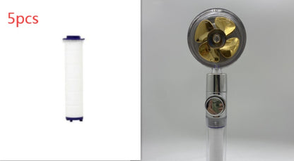 360° Rotating High Pressure Shower Head with Fan – Water Saving Spa Spray Nozzle