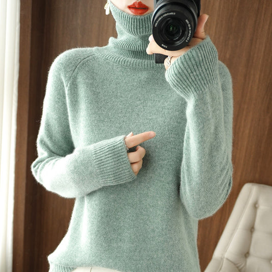 Women’s Slim Fit High Collar Sweater – Long-Sleeved Knitted Winter Top