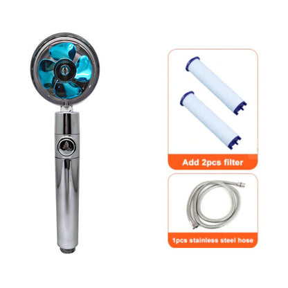 360° Rotating High Pressure Shower Head with Fan – Water Saving Spa Spray Nozzle