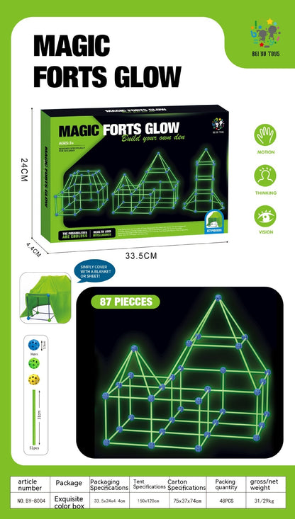 Fort Building Kit for Kids – DIY Construction Blocks Set for Tents, Castles & Playhouses