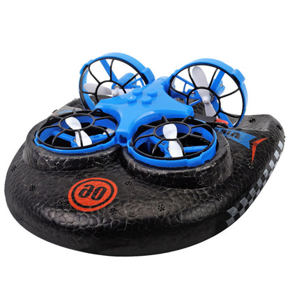 3-in-1 RC Boat Hovercraft Drone – Water, Land & Air Multi-Function Tumbling Stunt Mini Quadcopter