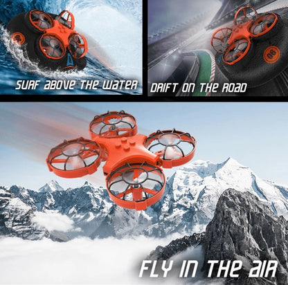 3-in-1 RC Boat Hovercraft Drone – Water, Land & Air Multi-Function Tumbling Stunt Mini Quadcopter