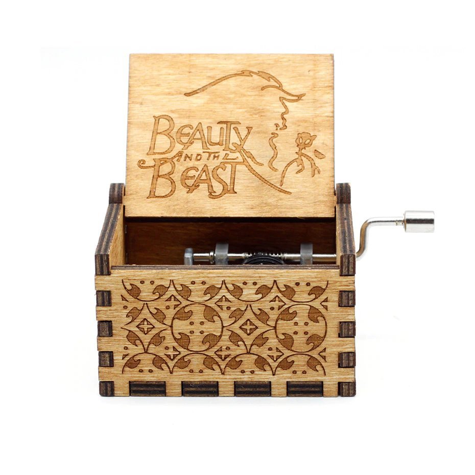 Wooden Hand-Crank Music Box – Engraved Vintage Gift for Kids & Adults