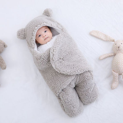 Baby Sleeping Bag Envelope – Winter Swaddle Blanket with Bear Design for Newborns