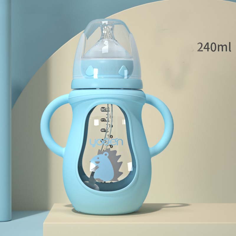 Anti-Scalding Baby Bottle with Silicone Sleeve – Insulated Feeding Bottle for Newborns & Toddlers