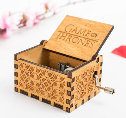 Wooden Hand-Crank Music Box – Engraved Vintage Gift for Kids & Adults