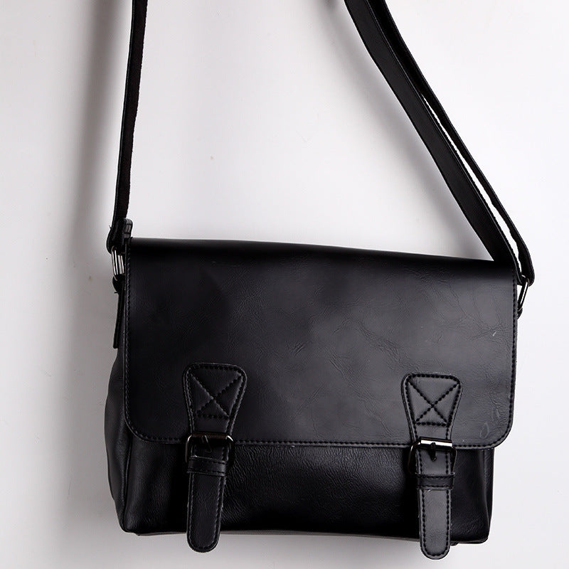 Men’s Vintage Leather Satchel – One-Shoulder Messenger Crossbody Bag