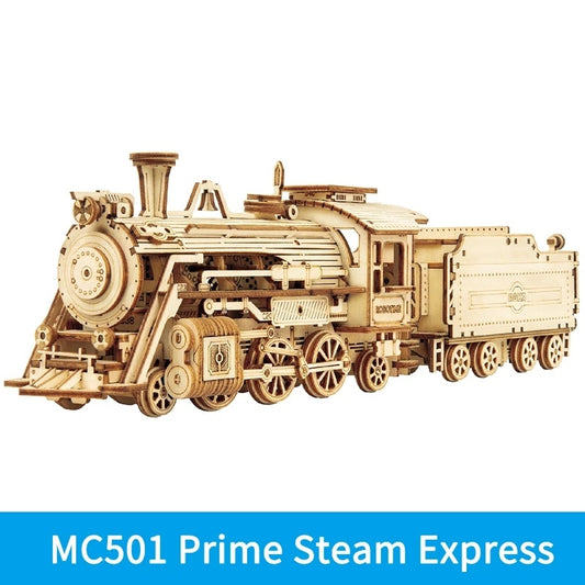 Robotime 3D Wooden Puzzle Steam Train – DIY Mechanical Prime Express Model Toy