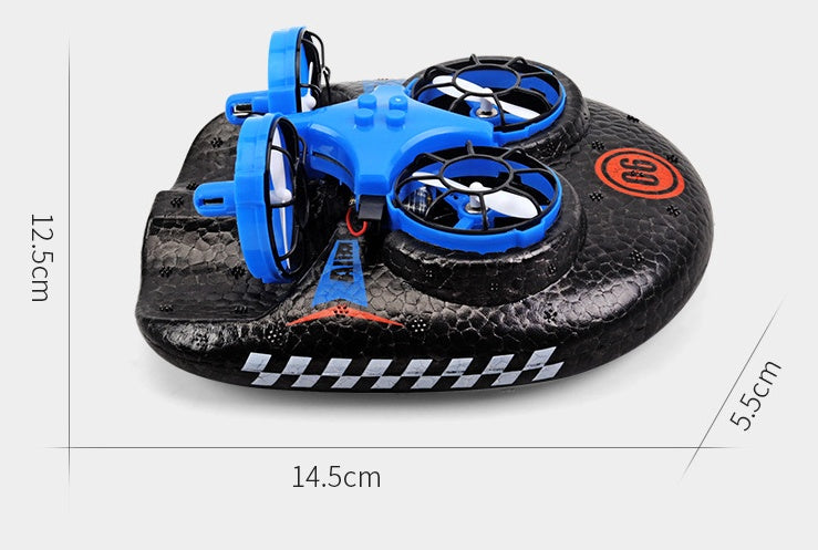 3-in-1 RC Boat Hovercraft Drone – Water, Land & Air Multi-Function Tumbling Stunt Mini Quadcopter